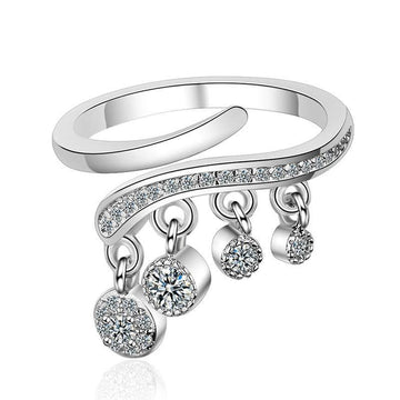 Gorgeous 925 Sterling Silver AAA Cubic Zirconia Tassel Pendant Ring - The Jewellery Supermarket